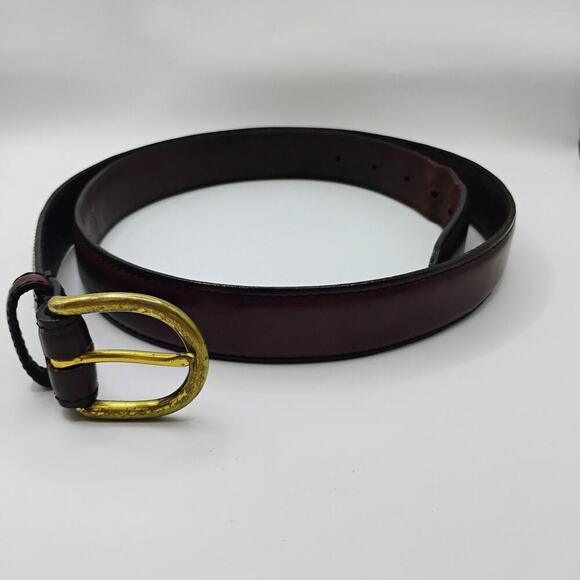 Beautiful! Kenneth Cole New York Lether Lined 38 Brown Solid Brass Buckle Belt - Picture 1 of 6